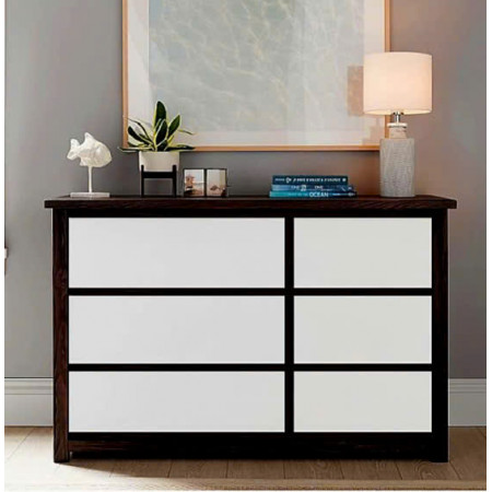 Oak 05 : Tủ 6 Ngăn Kéo Gỗ Sồi ( Màu Nâu + Trắng )